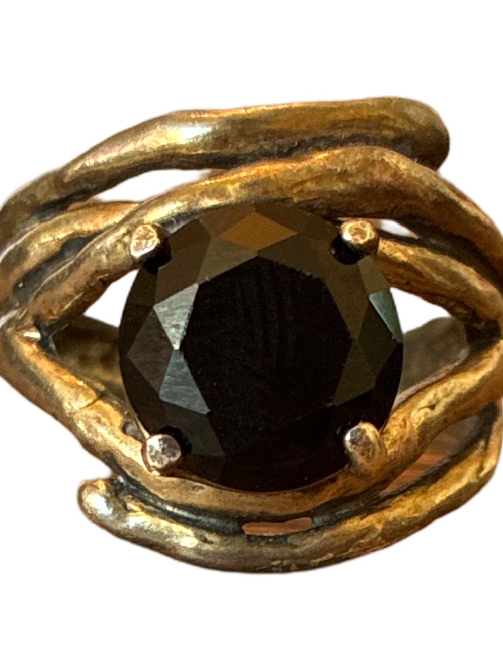 Israel 925 Sterling Silver Faceted Onyx Branch Vine Ring